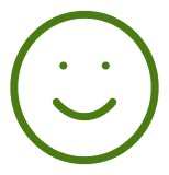 Green smiley face icon with a simple design.